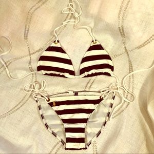 Ralph Lauren stripe string bikini set XS